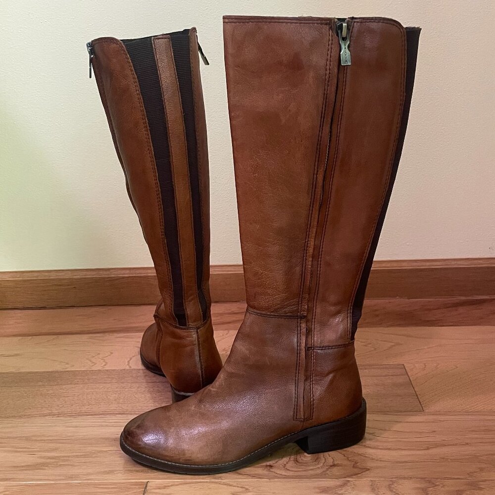 Salvia ITALIAN LEATHER Tall Riding Boots | Brown | Size 38